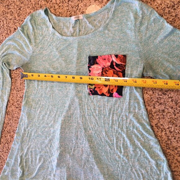 Anthro 12PM By Mon Ami Small Blue Long Sleeve Top Peasant Blouse Floral Back - Picture 10 of 12